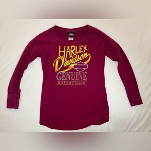 Harley-Davidson Women’s Burgundy Crewneck with Yellow Logo